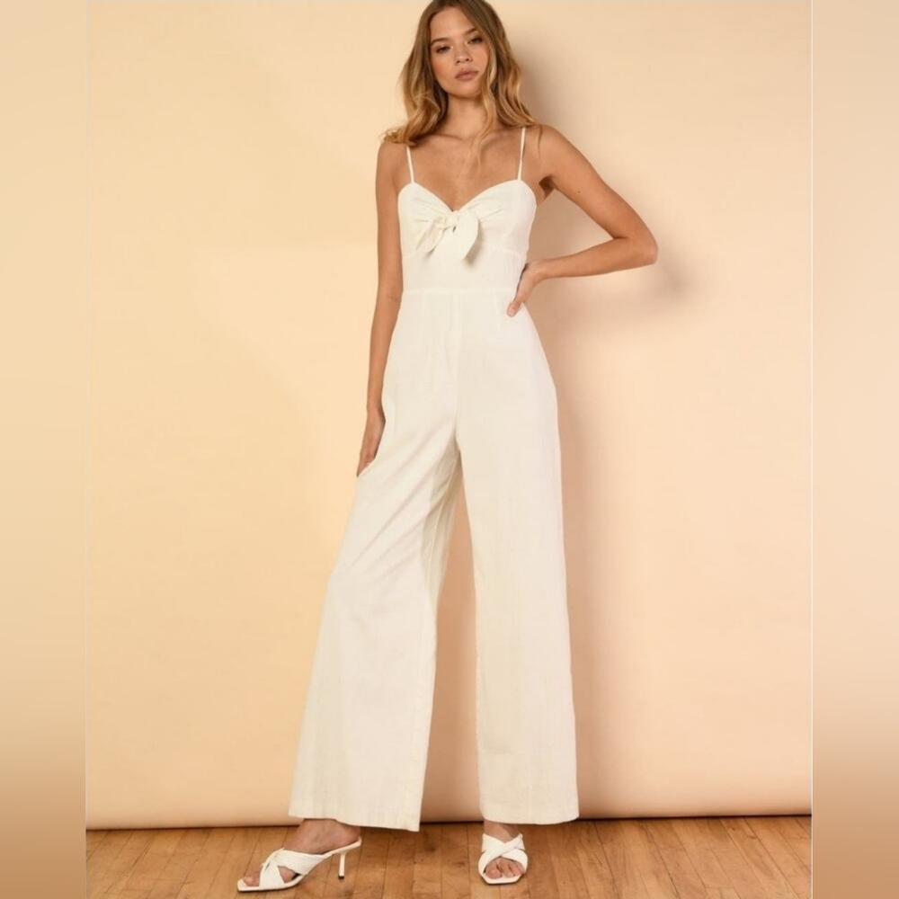 Hutch Seersucker White Tie Front Jumpsuit Size 12
